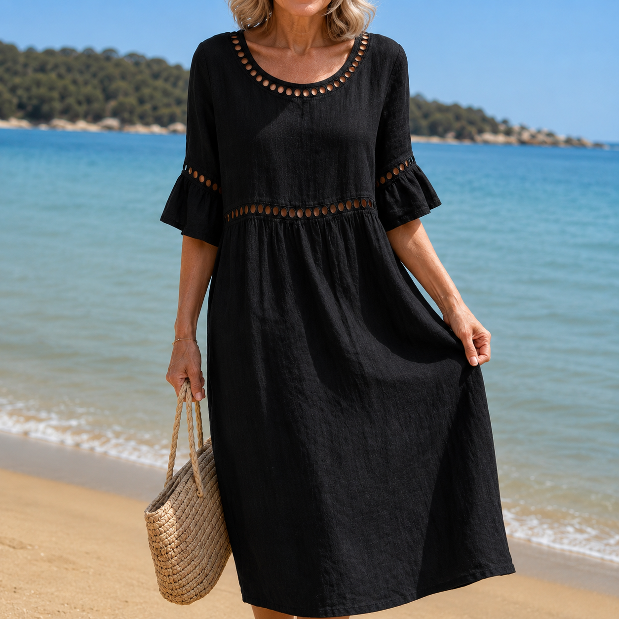 Elena | Flowy Linen Maxi Dress