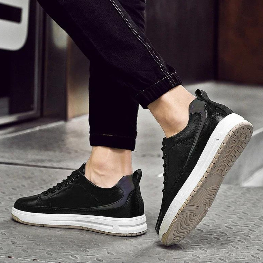 Miles | Covert Height-Boosting Leather Sneakers