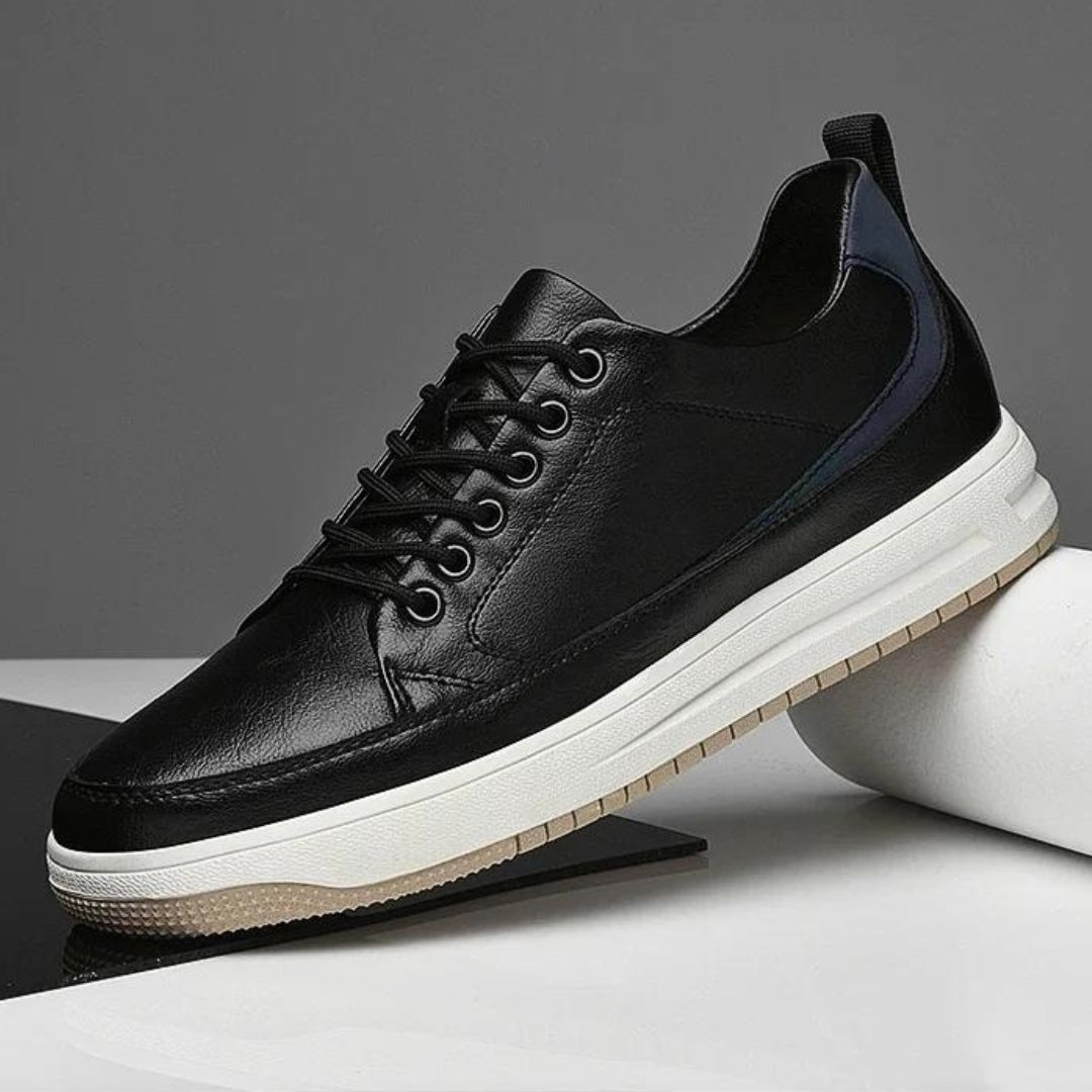 Miles | Covert Height-Boosting Leather Sneakers