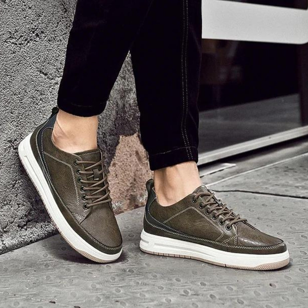 Miles | Covert Height-Boosting Leather Sneakers