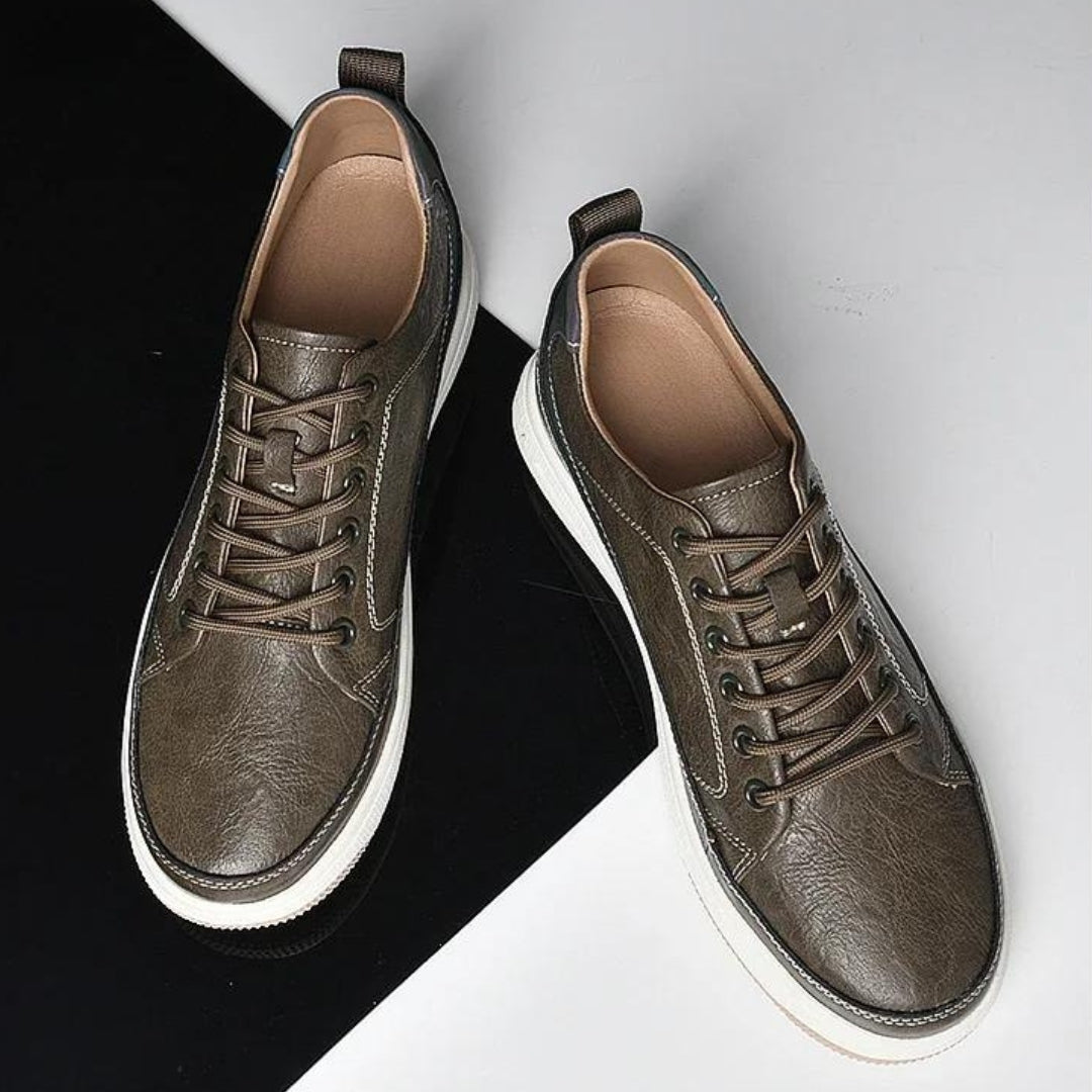 Miles | Covert Height-Boosting Leather Sneakers