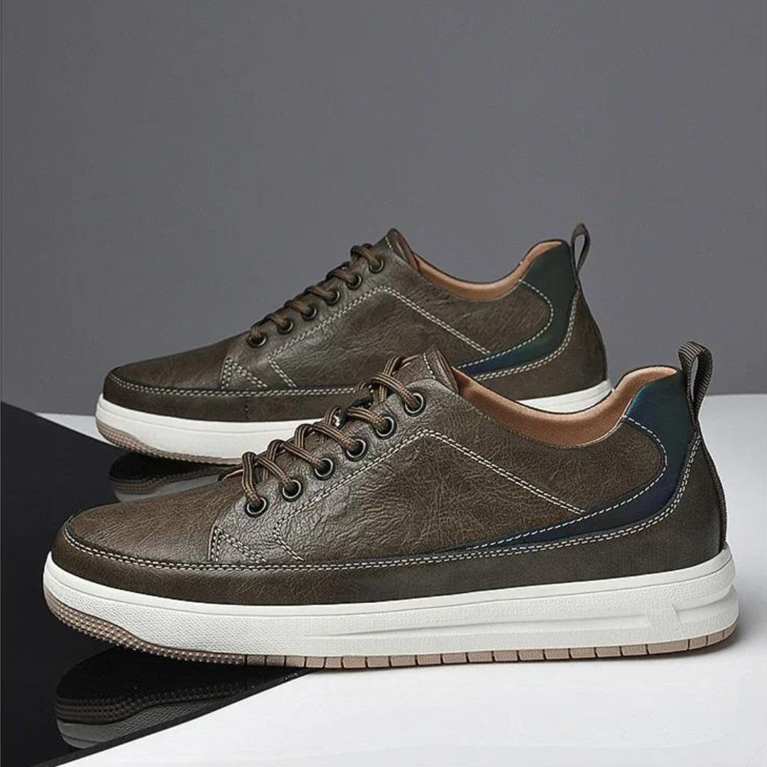 Miles | Covert Height-Boosting Leather Sneakers