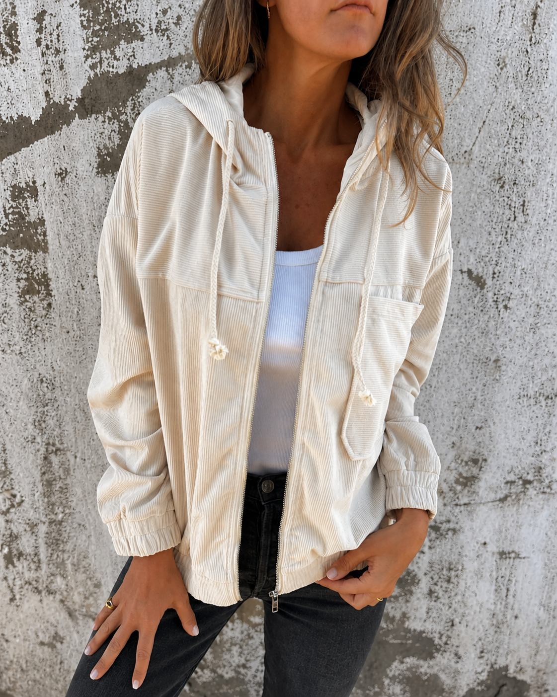 Natalie | Corduroy Hooded Jacket