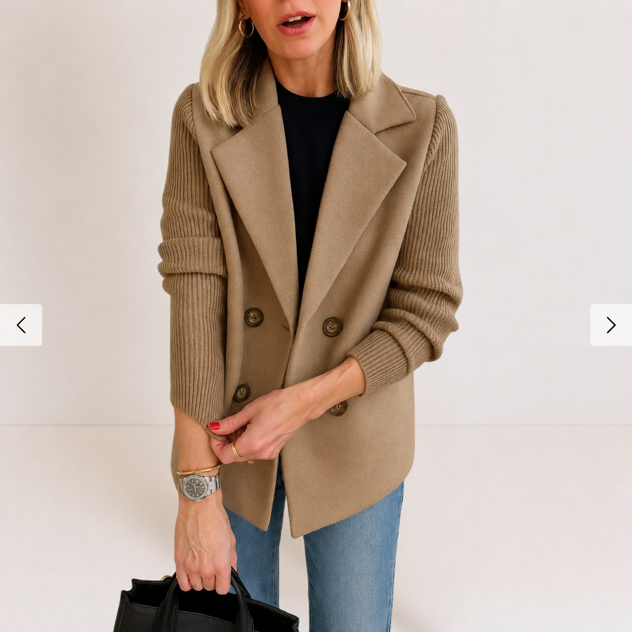 Caroline | Knit Sleeve Blazer Jacket