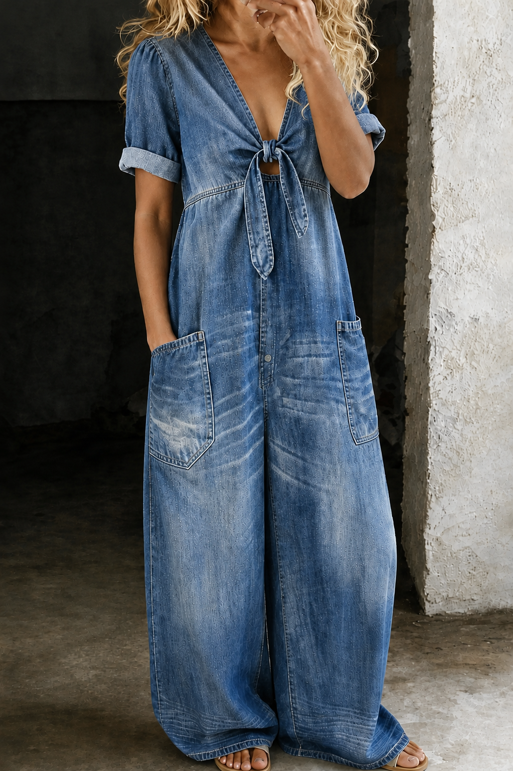 Dakota | Denim Tie-Front Jumpsuit