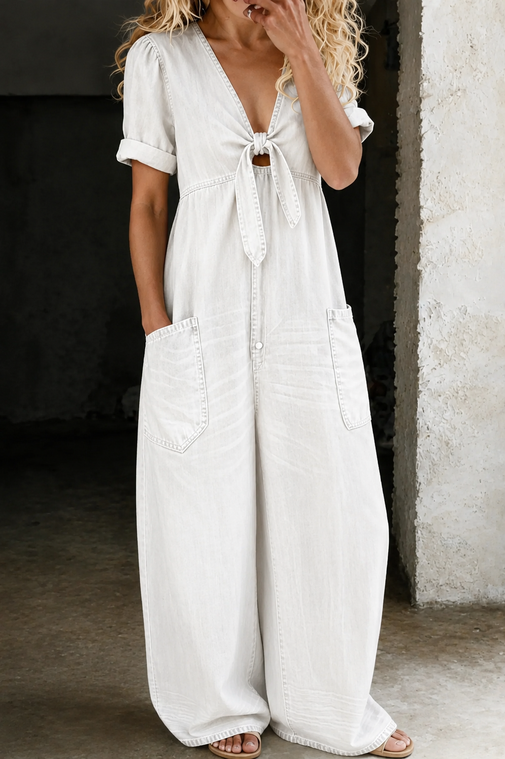 Dakota | Denim Tie-Front Jumpsuit