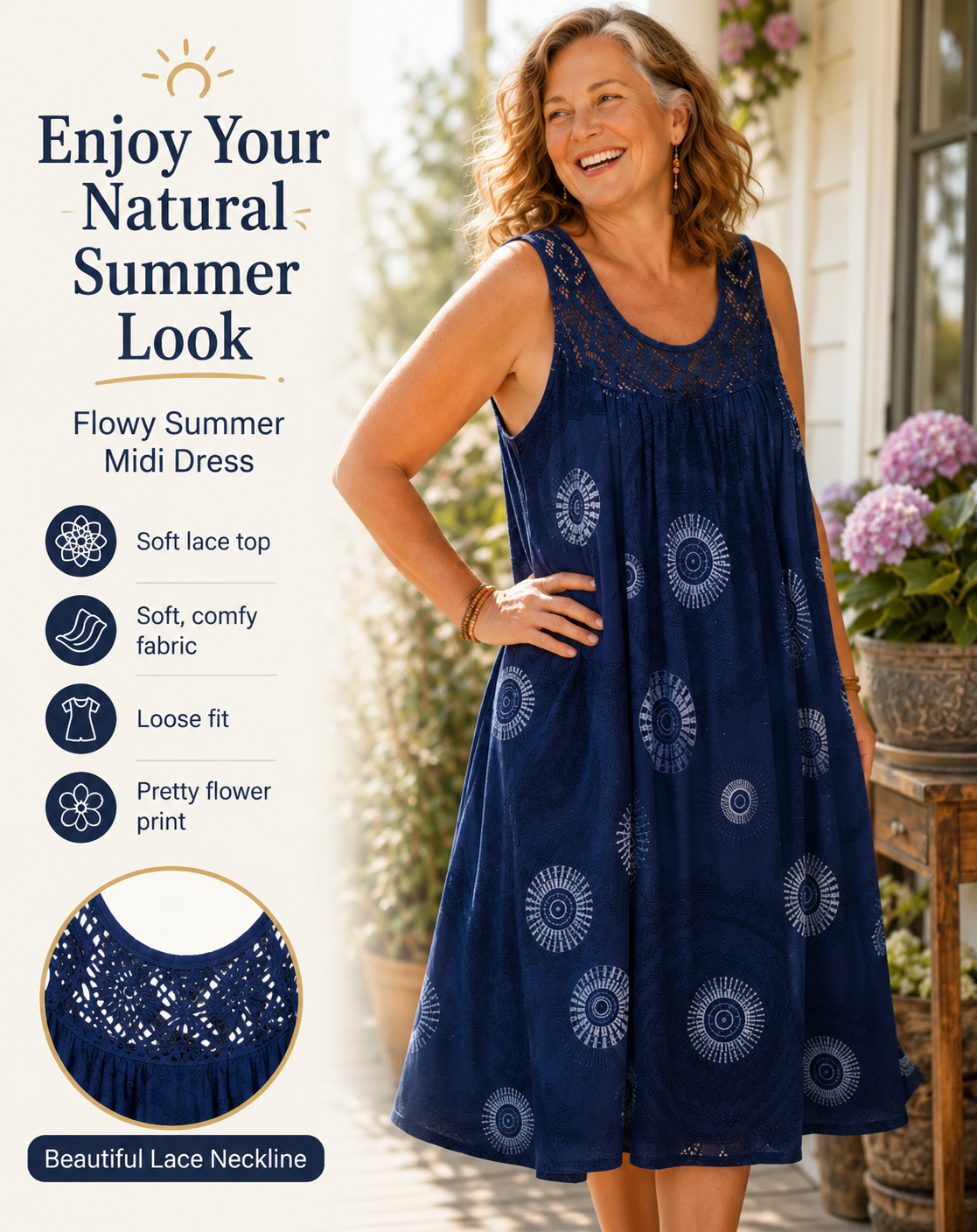Delilah | Boho Sleeveless Midi Dress