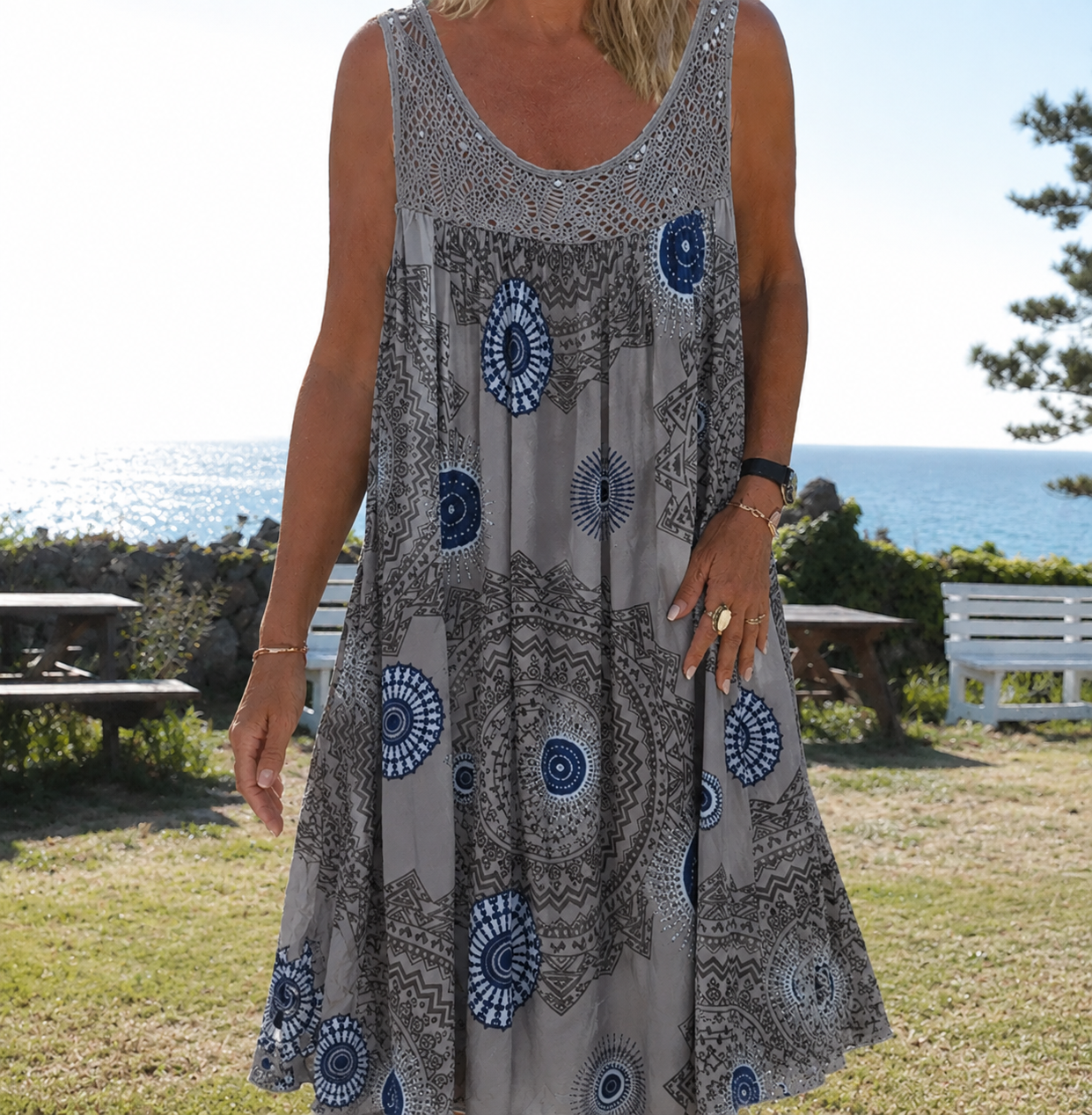 Delilah | Boho Sleeveless Midi Dress