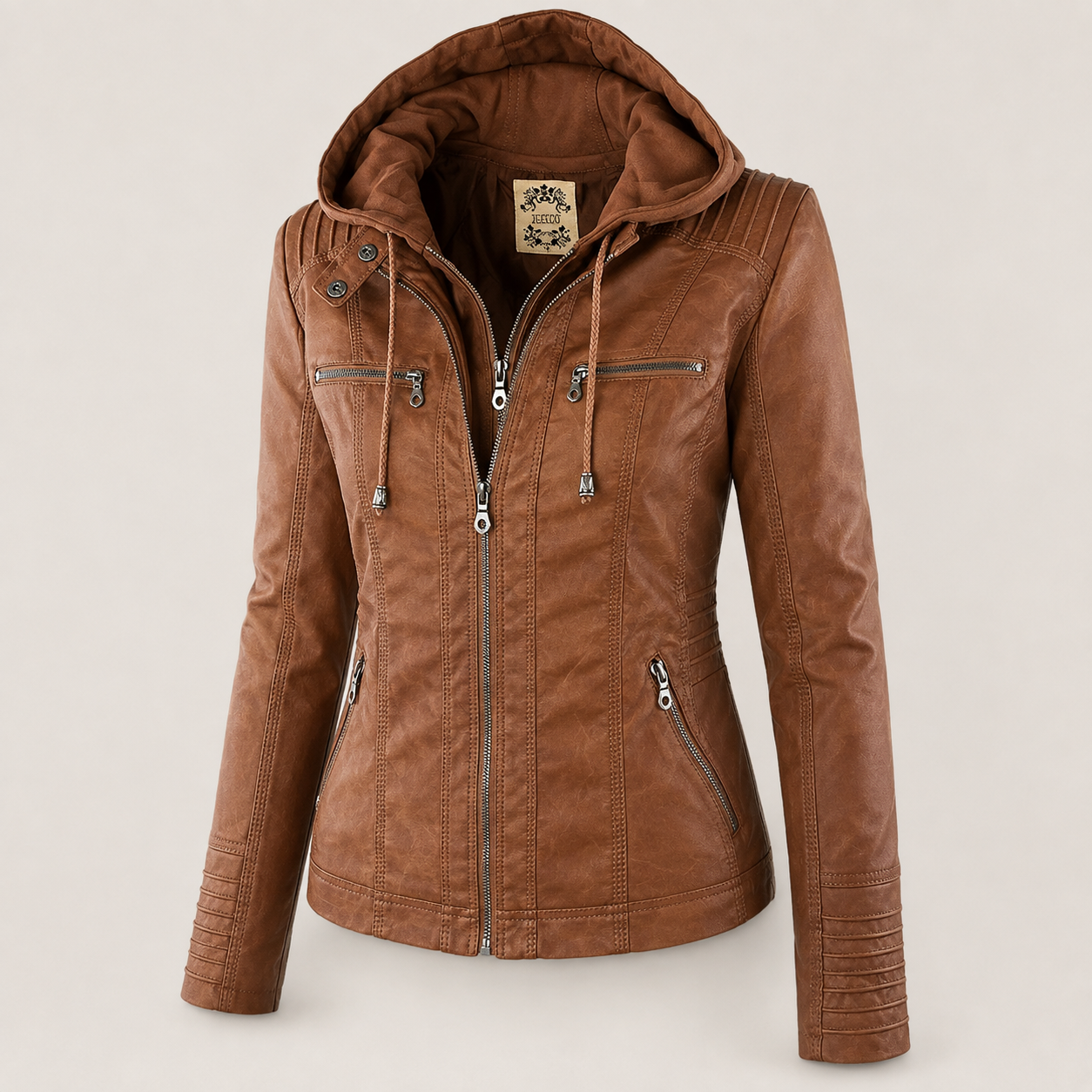 Diane | Hooded Leather Jacket
