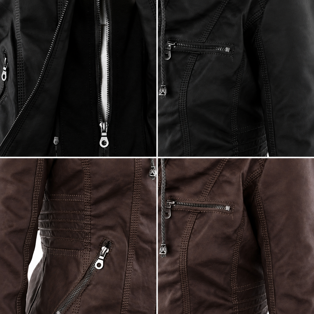 Diane | Hooded Leather Jacket