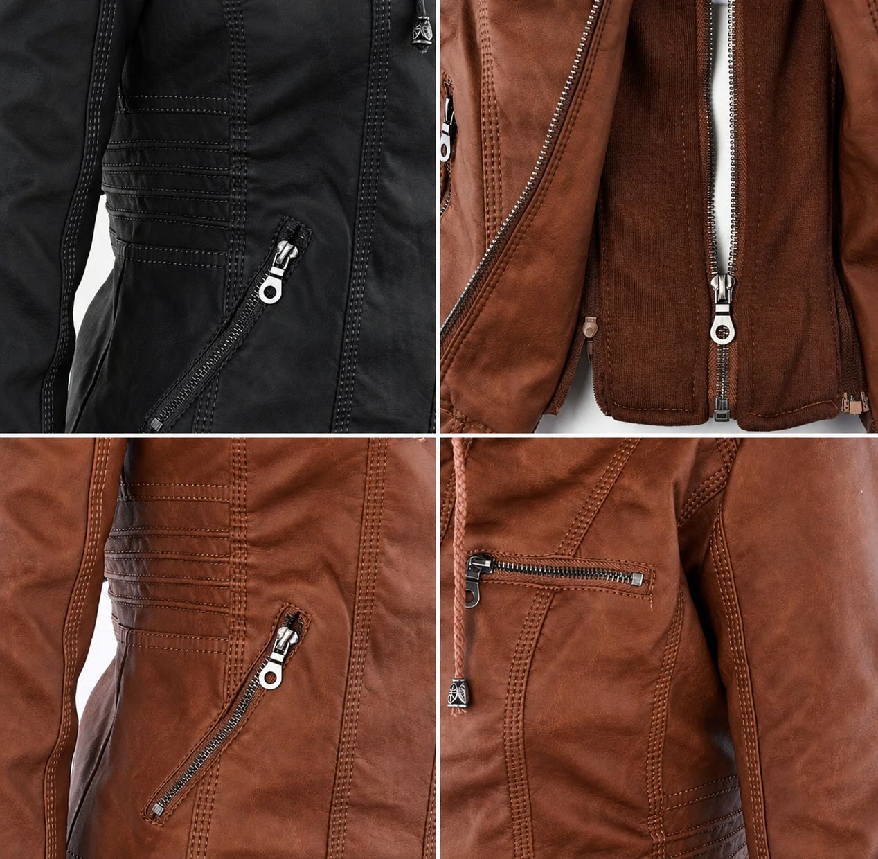Diane | Hooded Leather Jacket