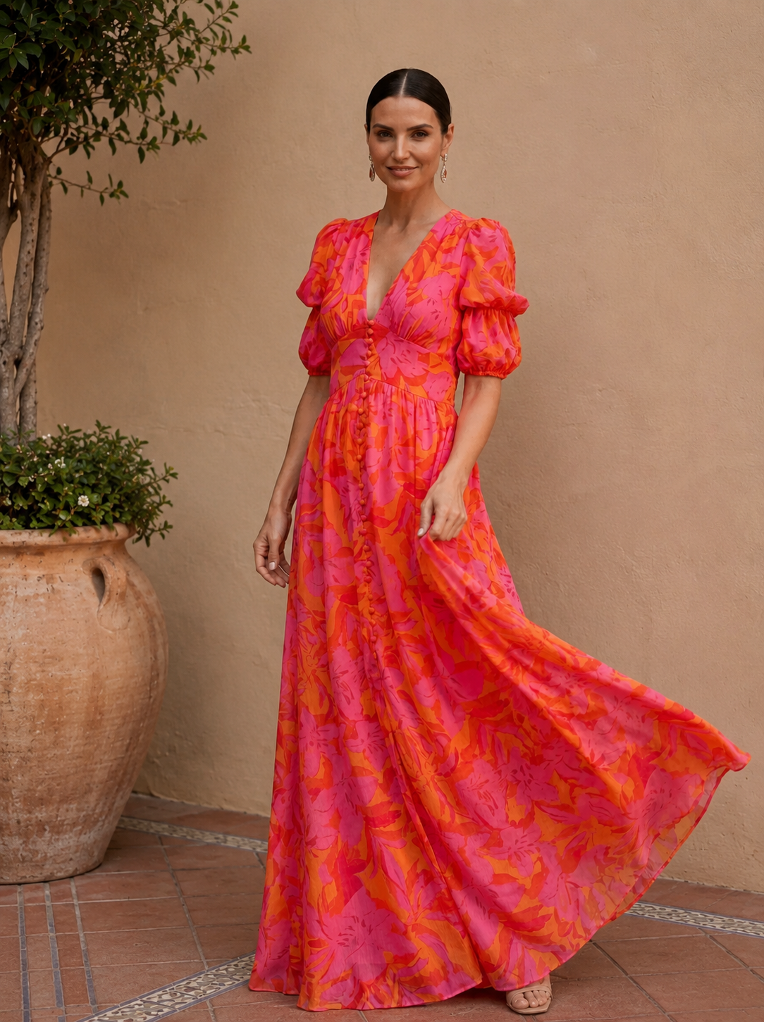 Eliana | Sunset Floral Maxi Dress