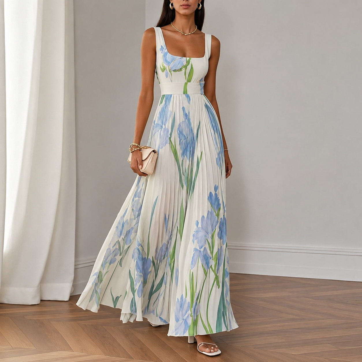 Elise | Floral A-Line Maxi Dress