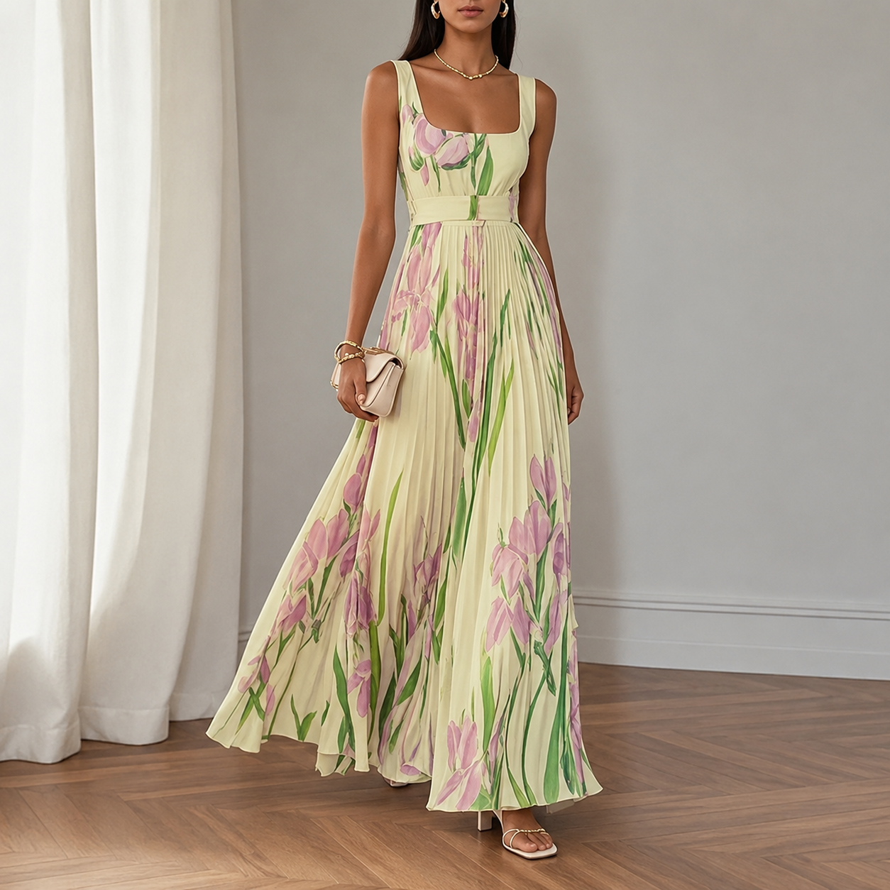 Elise | Floral A-Line Maxi Dress