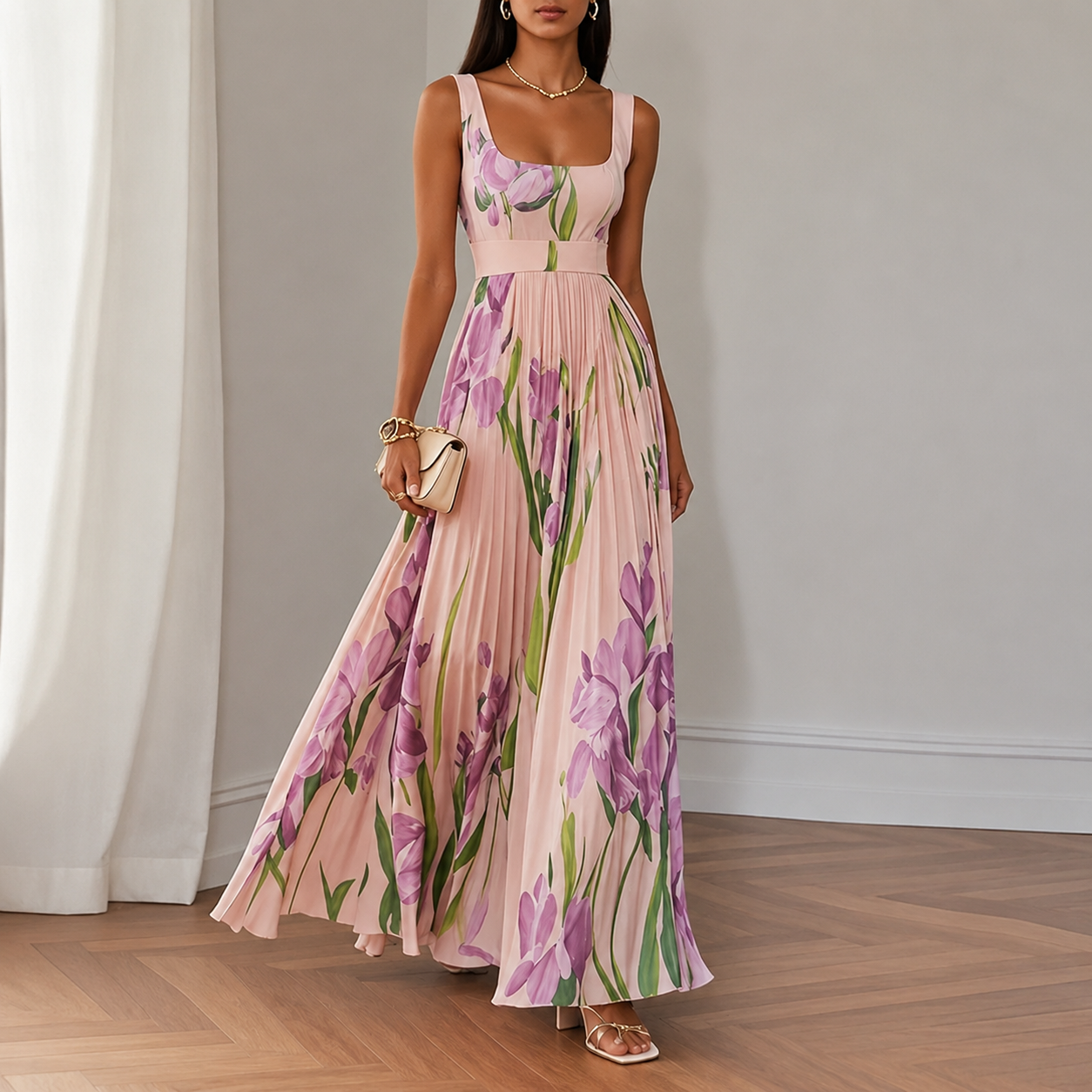 Elise | Floral A-Line Maxi Dress