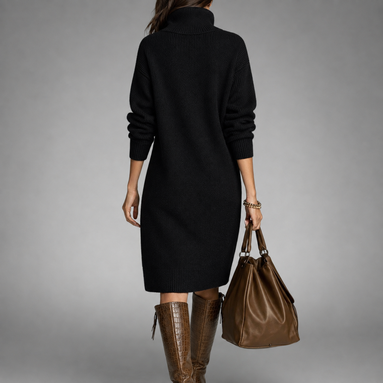 Elise™ | Cozy Button-Neck Sweater Dress