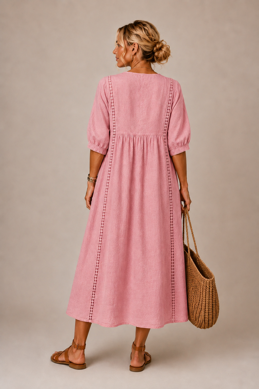 Elodie | Linen Blend Midi Dress