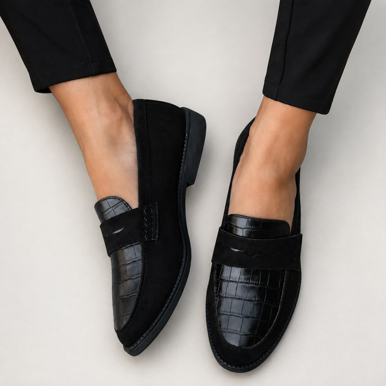 Gina | Croc Detail Comfort Loafers