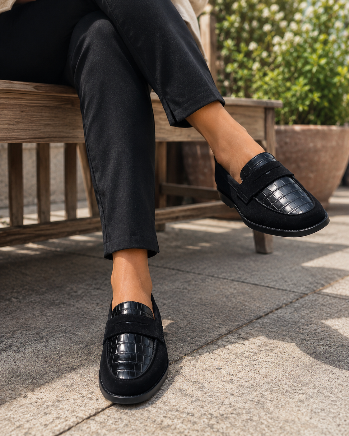 Gina | Croc Detail Comfort Loafers