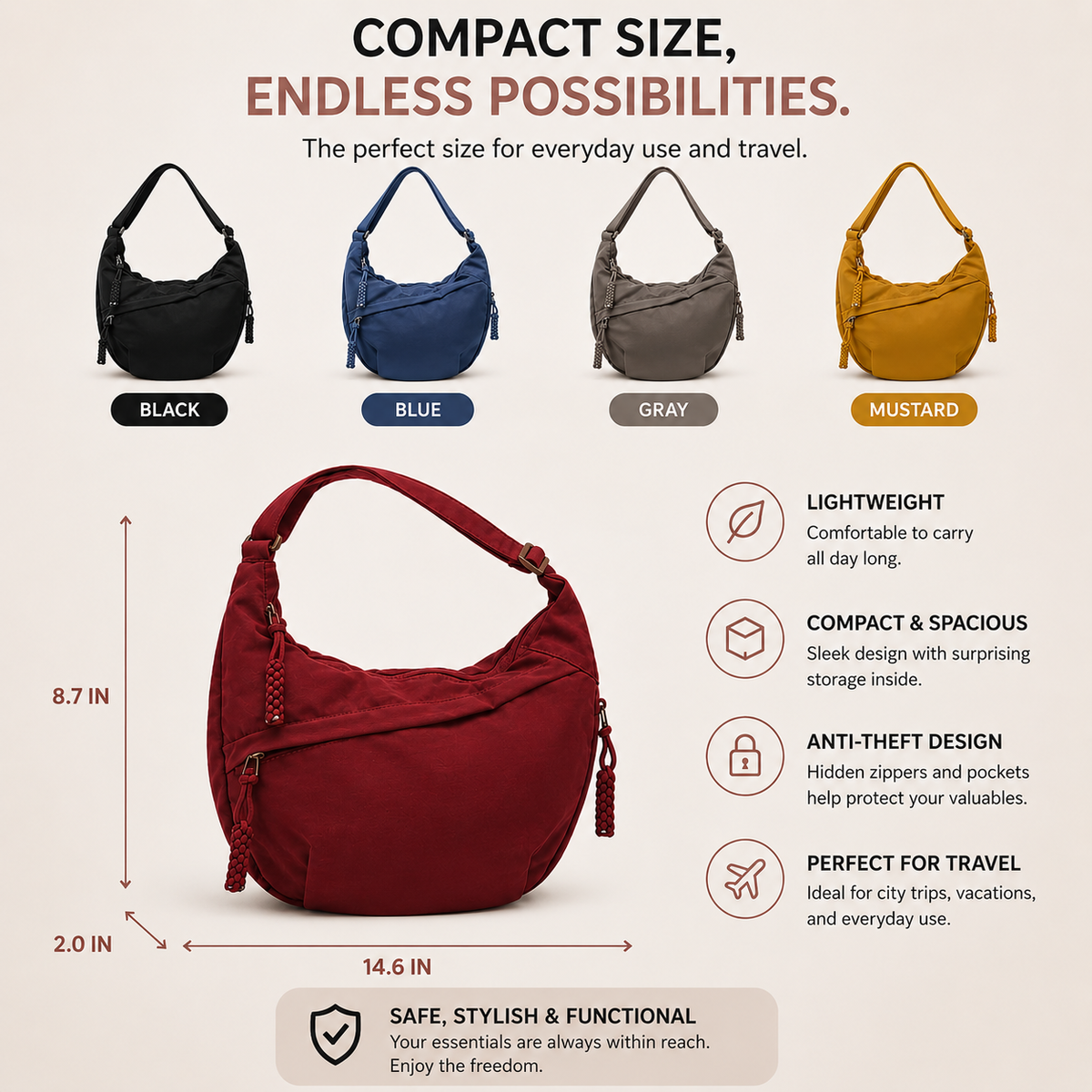Jordan | Everyday Crescent Bag