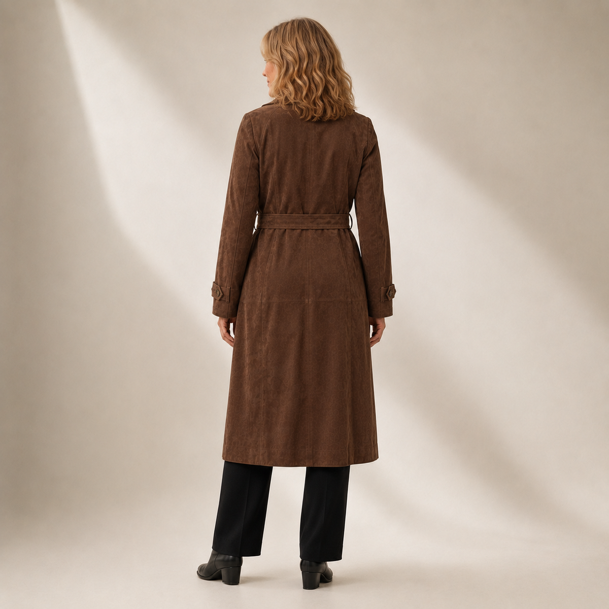 Josephine | Belted Faux Suede Trench Coat