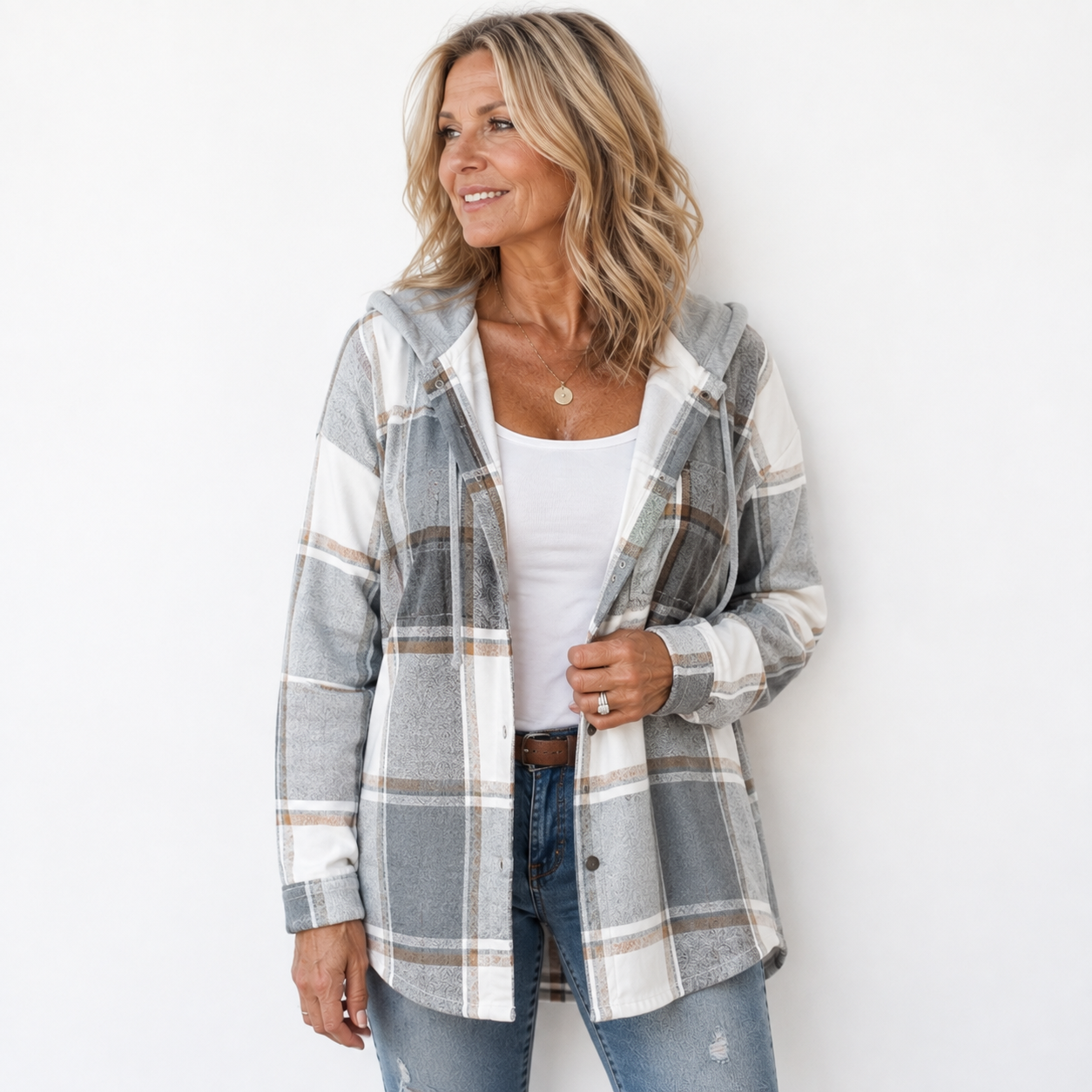 Kendra | Cozy Plaid Hooded Jacket