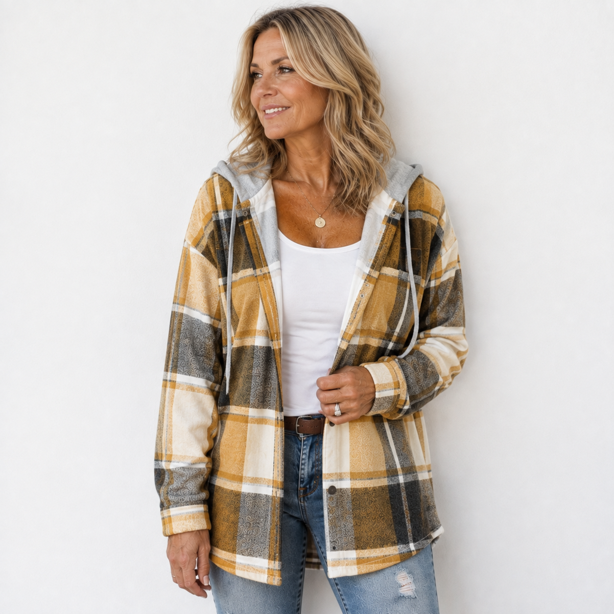 Kendra | Cozy Plaid Hooded Jacket