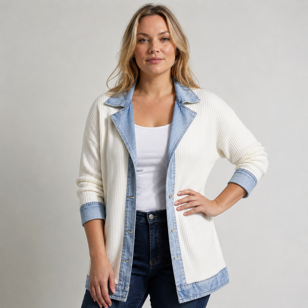 Kristen | Denim Knit Jacket