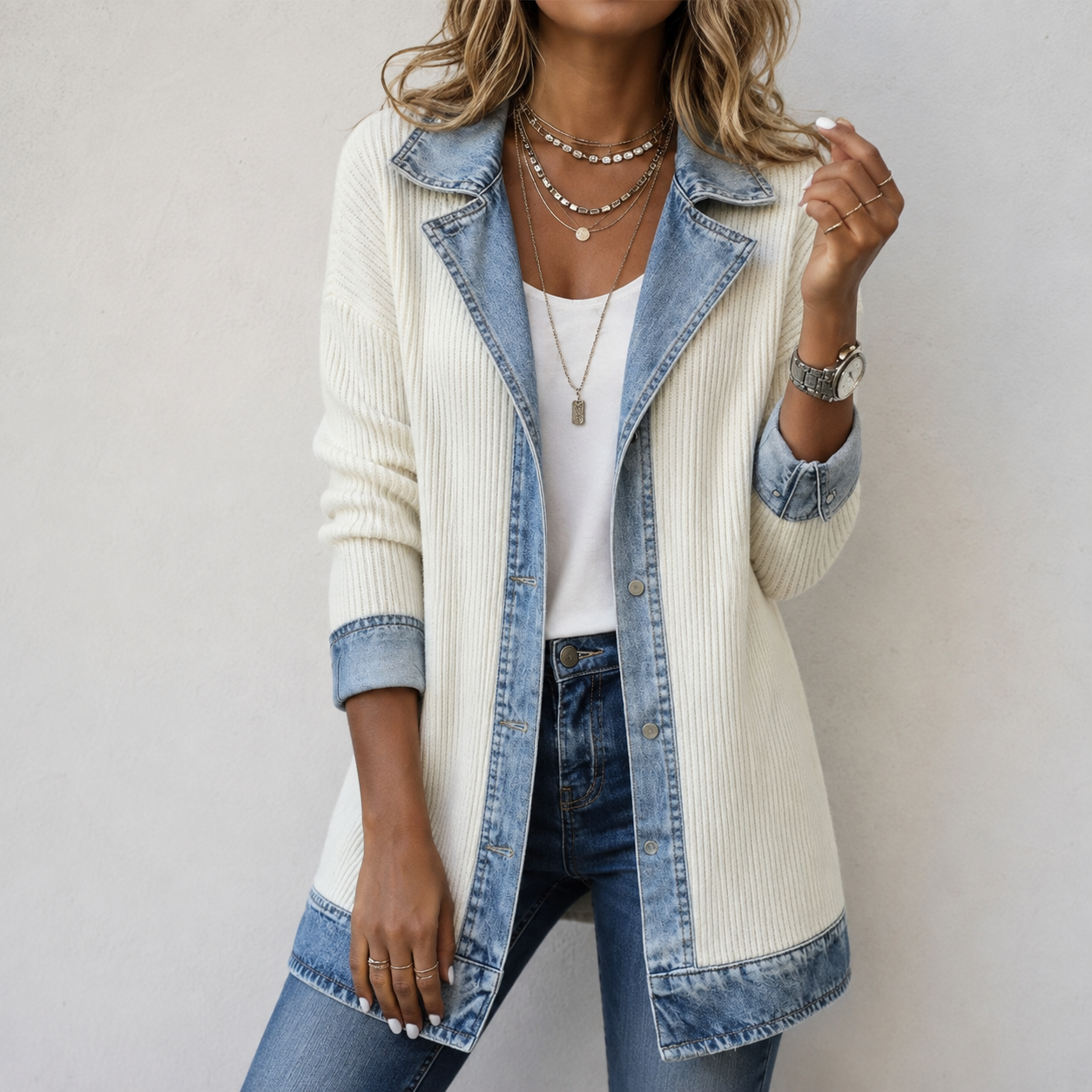 Kristen | Denim Knit Jacket