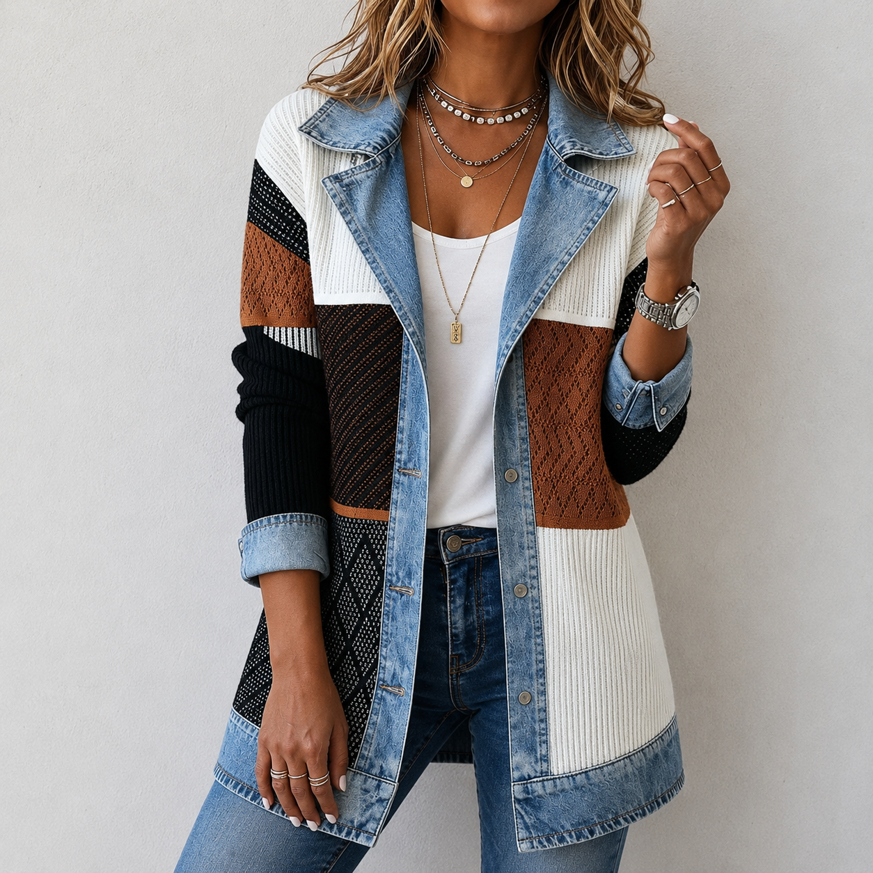 Kristen | Denim Knit Jacket