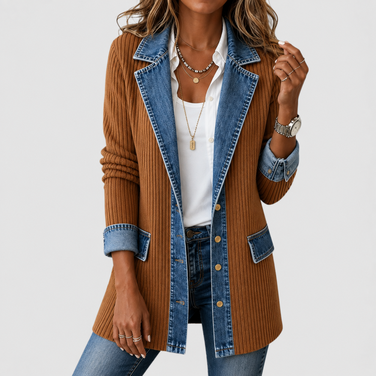 Kristen | Denim Knit Jacket