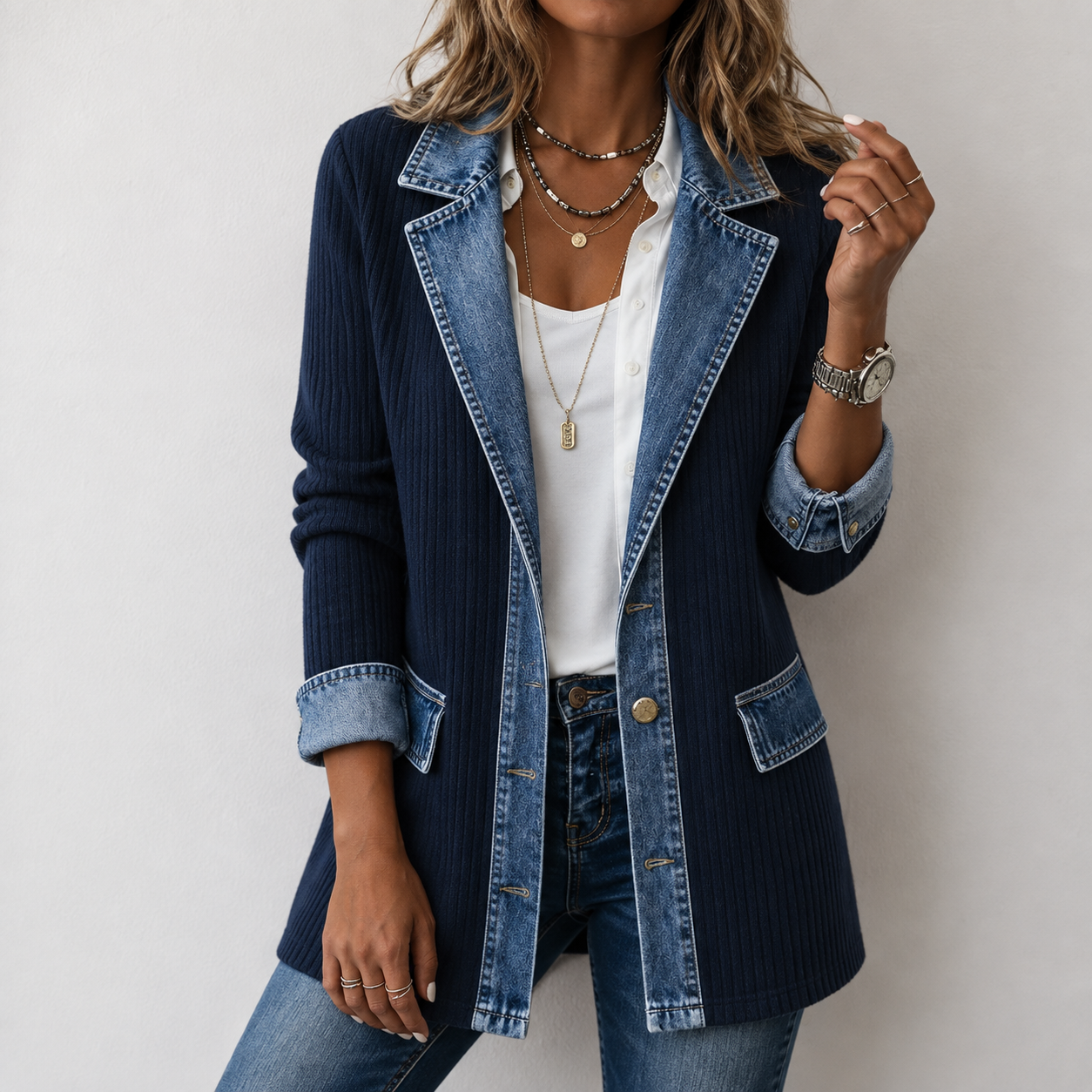 Kristen | Denim Knit Jacket