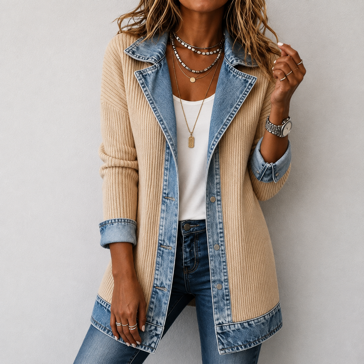 Kristen | Denim Knit Jacket