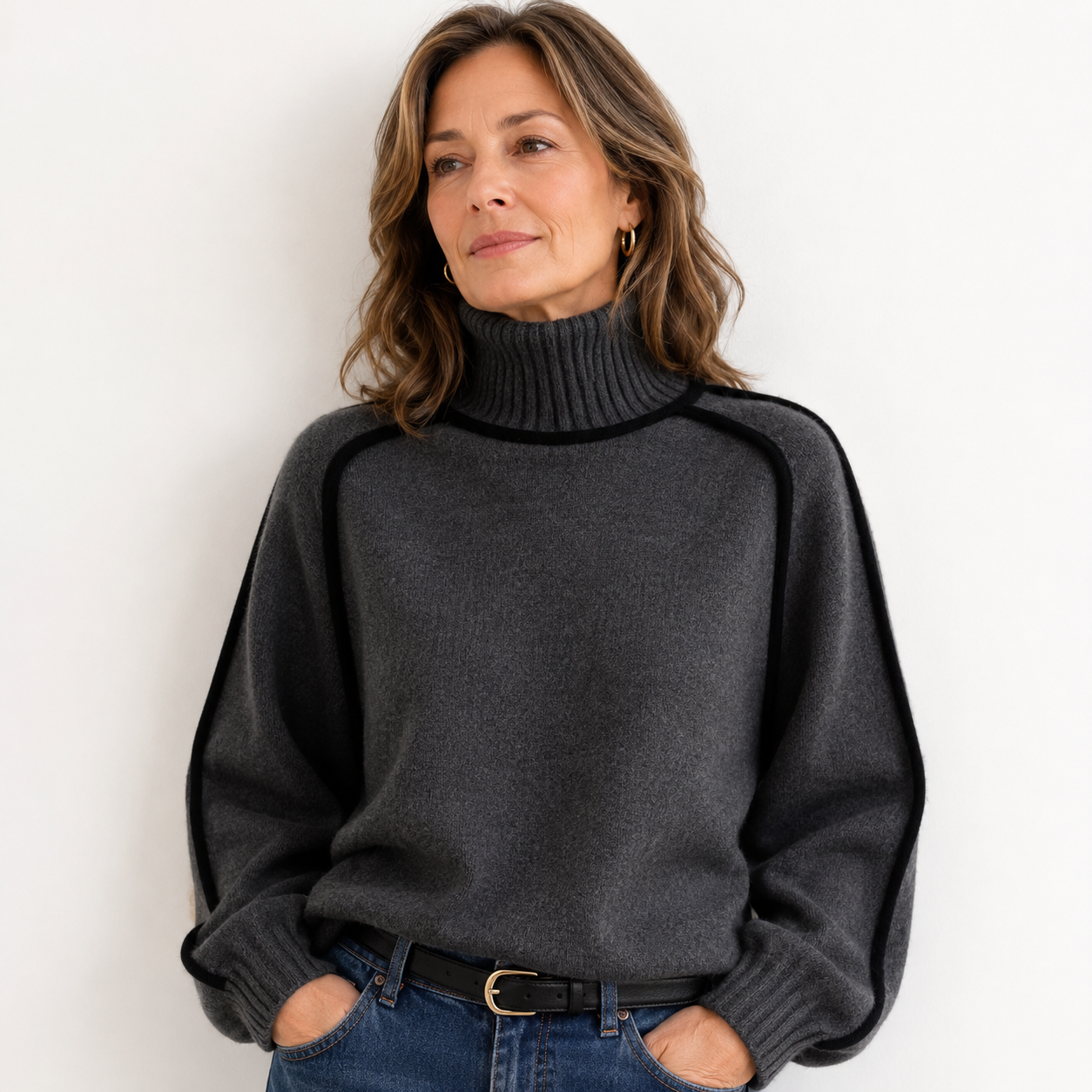 Monica™ | Contrast Turtleneck Sweater