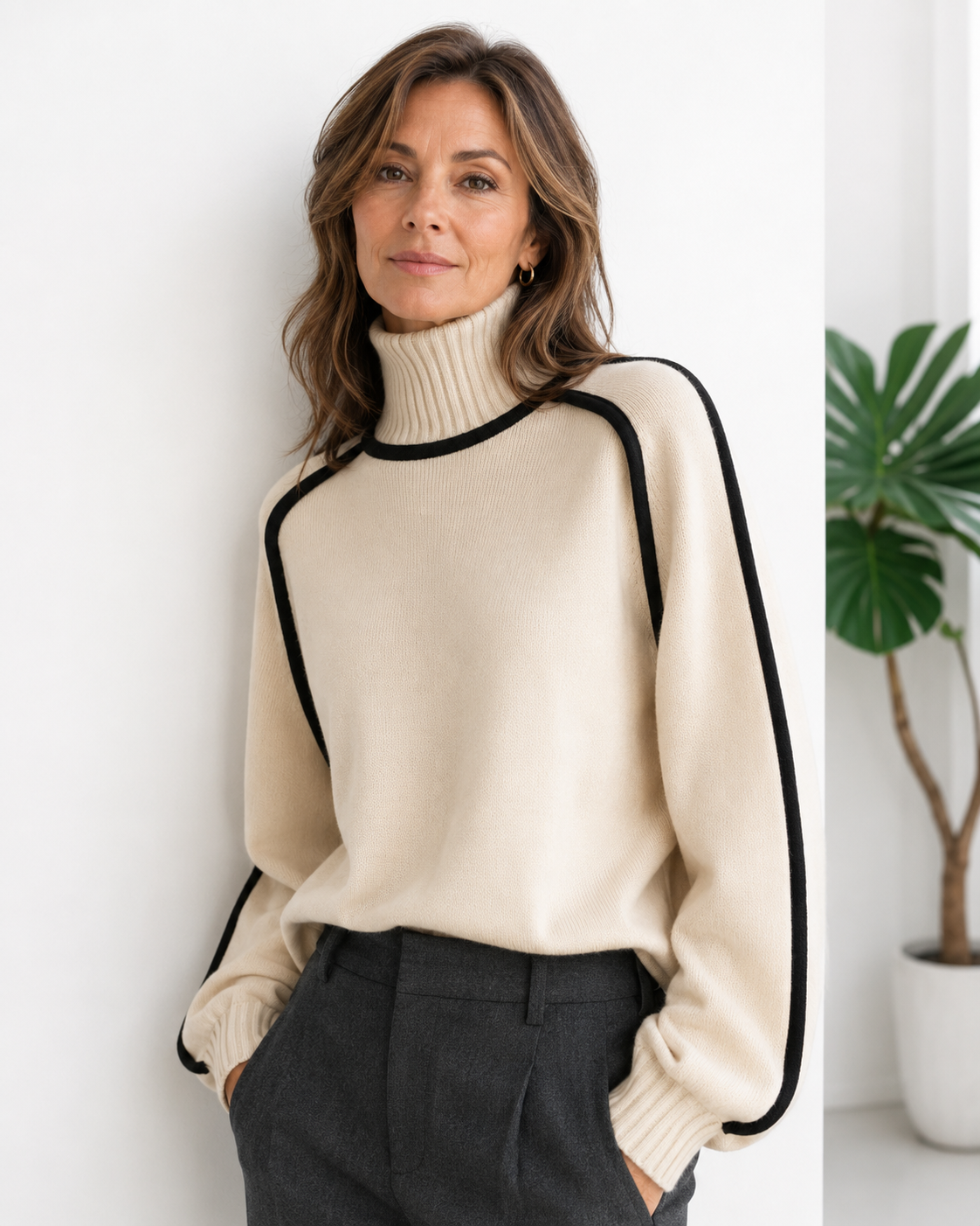 Monica™ | Contrast Turtleneck Sweater