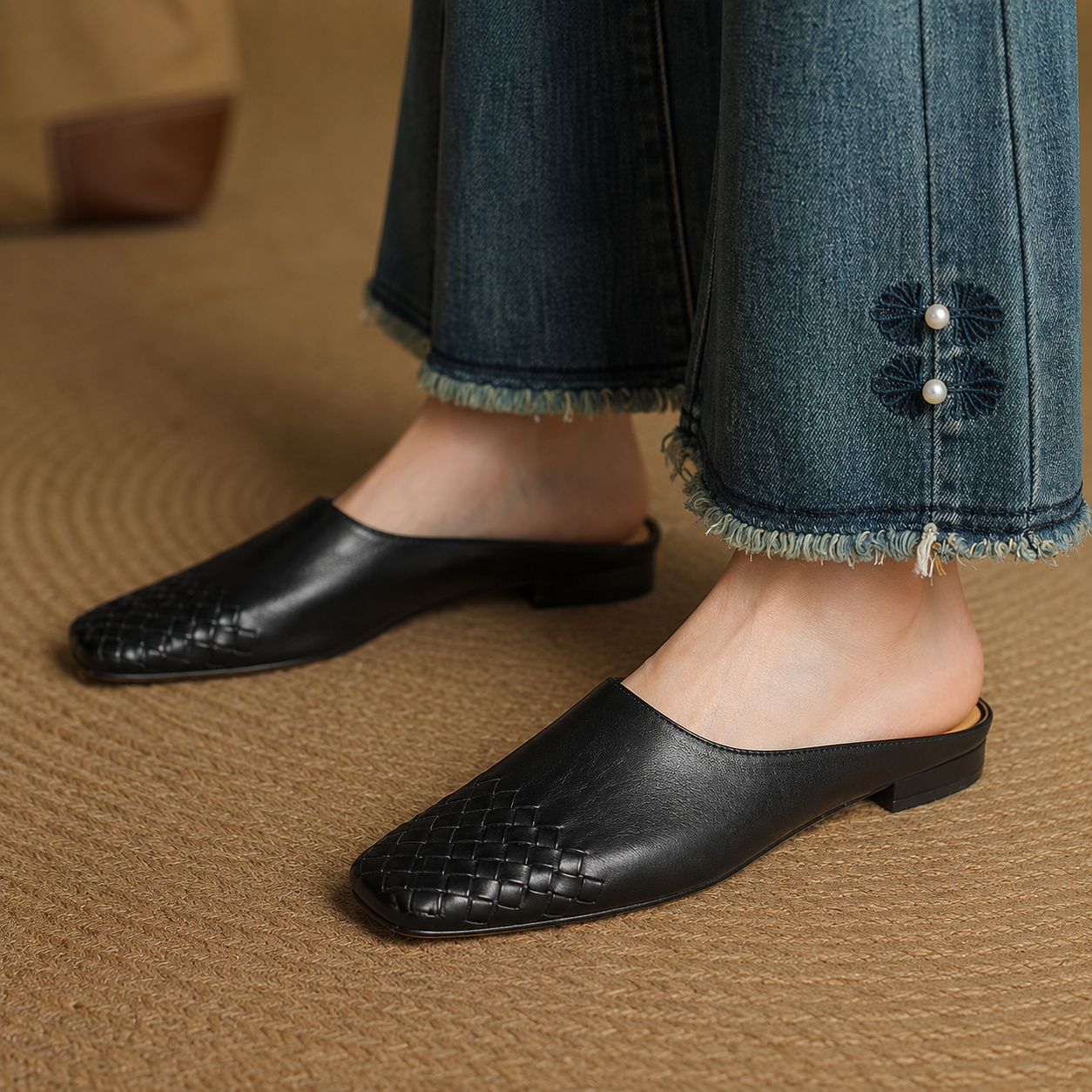 Sally | Woven Slip-On Mules