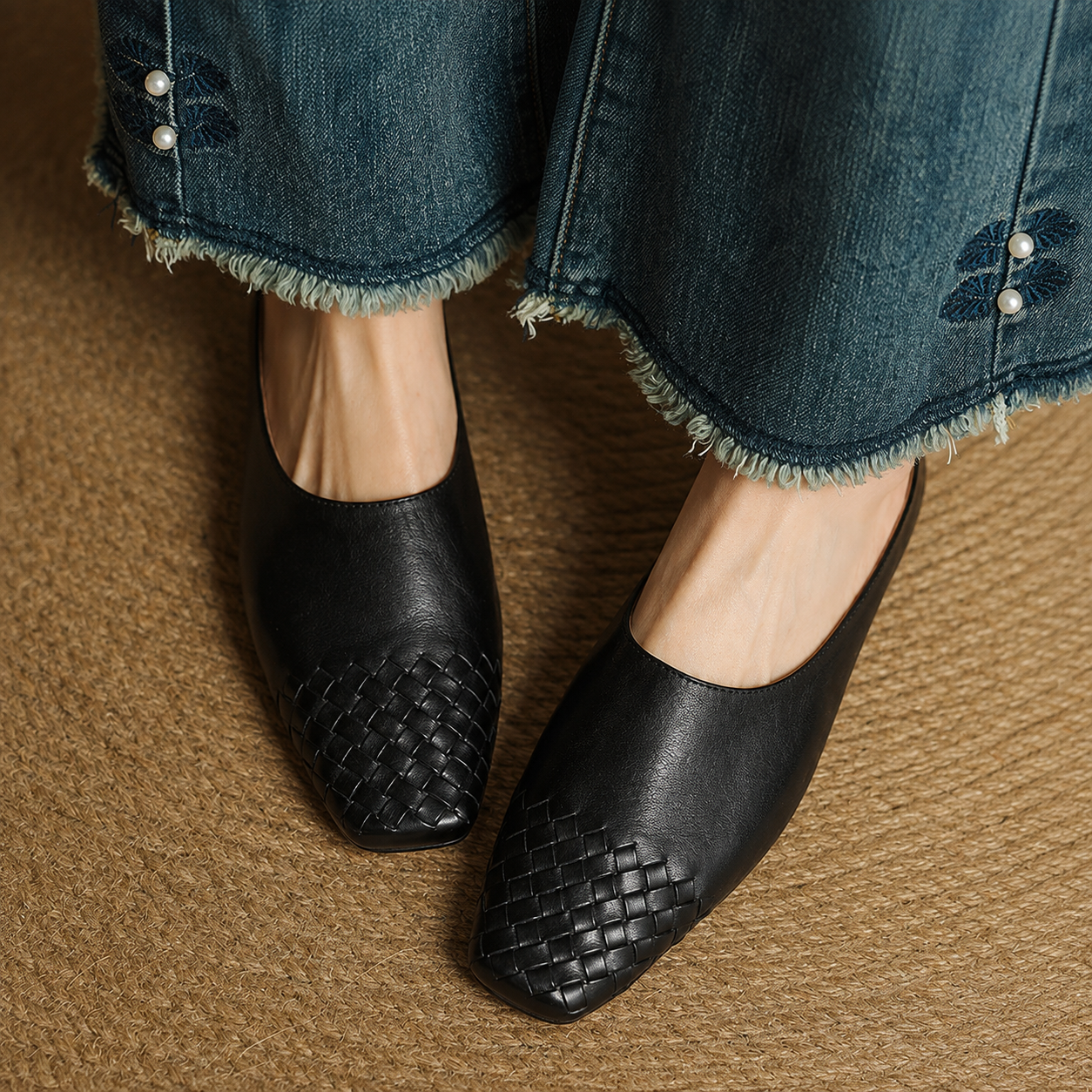 Sally | Woven Slip-On Mules
