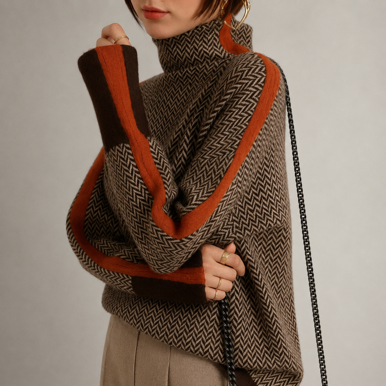 Sandra | High-Neck Contrast Sweater