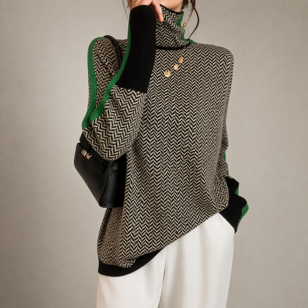 Sandra | High-Neck Contrast Sweater