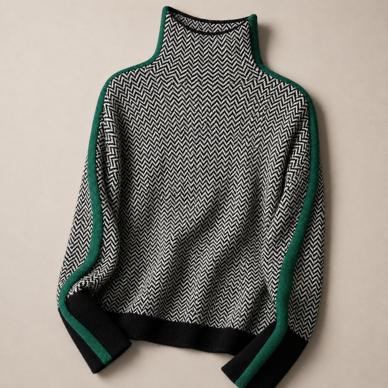 Sandra | High-Neck Contrast Sweater