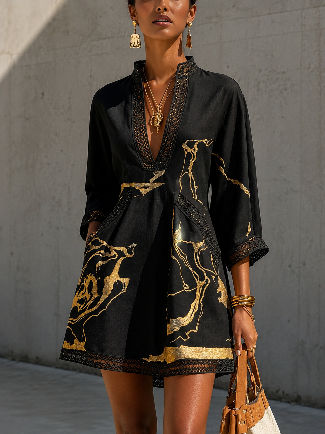 Vivian | Luxe Marble Print Mini Dress