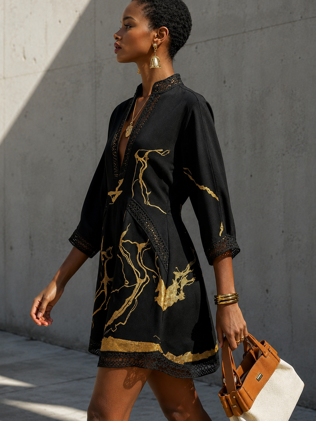 Vivian | Luxe Marble Print Mini Dress