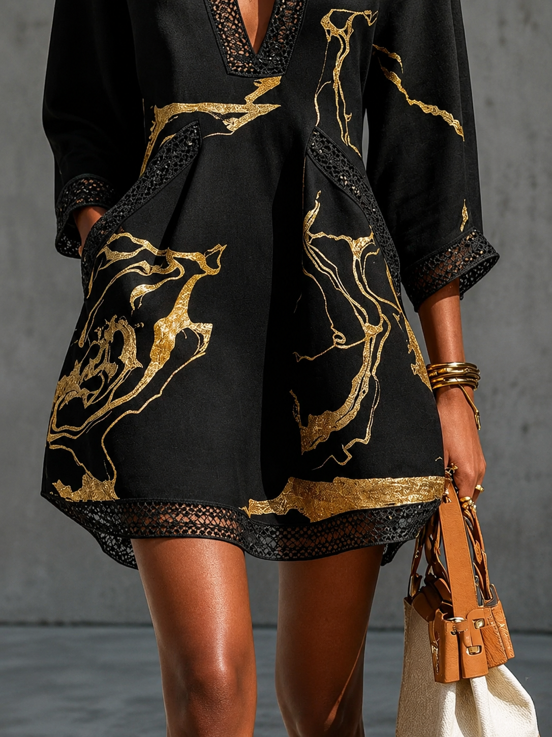 Vivian | Luxe Marble Print Mini Dress
